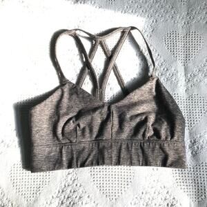 JoyLab Oatmeal / Heathered Gray Racerback Strappy Sports Bra, Size Large